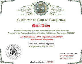 Dean Tong NACCFI Certificate
